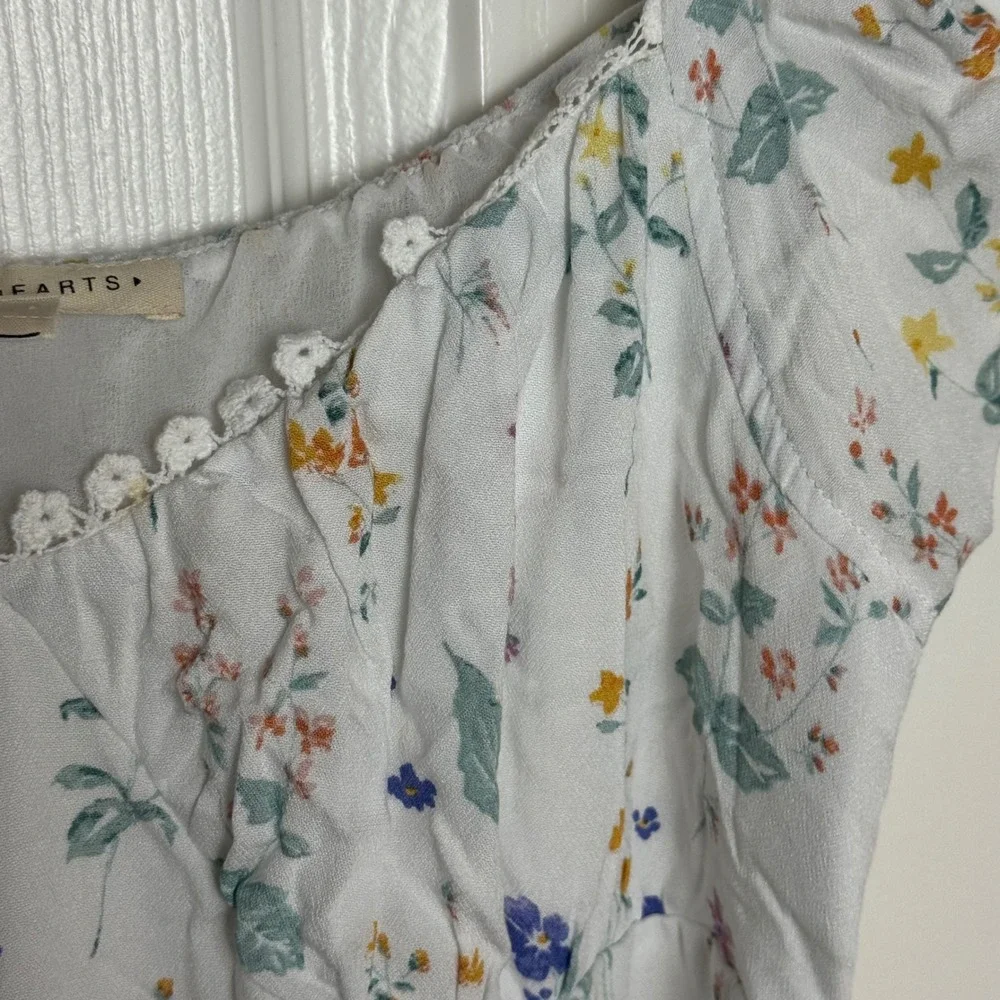 LA Hearts Floral Print Puff Sleeve Square Neck‎ Mini Dress Women's Size M Lined